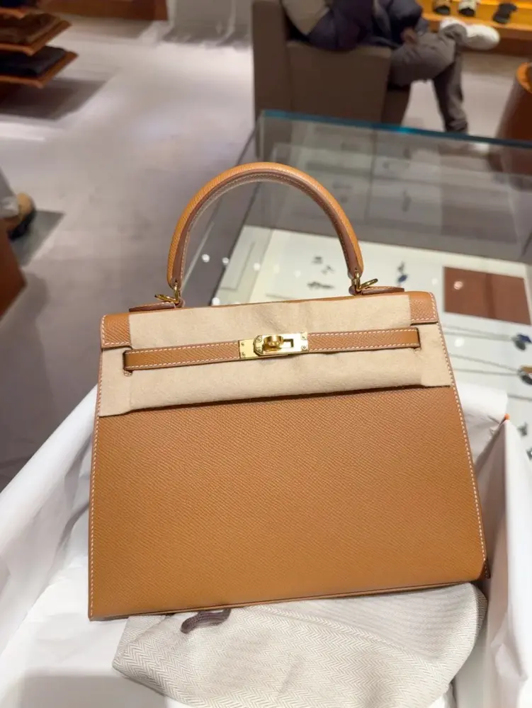 Replica Hermes Kelly 25cm Gold Color Epsom Leather Gold Hardware