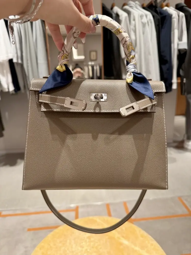 Unboxing Replica Hermes Kelly 25cm Etoupe Epsom Leather handbag