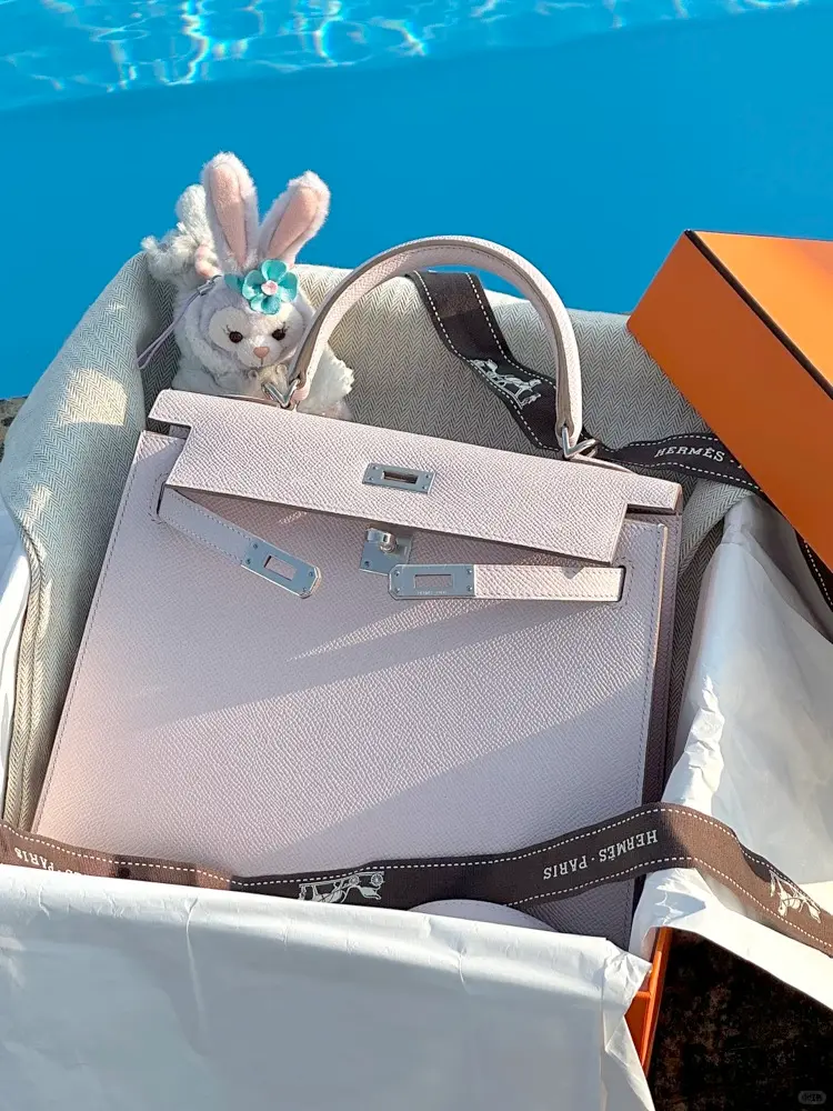 Replica Hermes Kelly 25cm Mauve Pale Epsom Leather Handbag