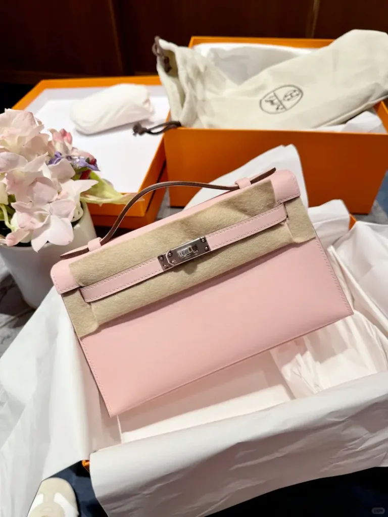 Pink Replica Hermes Kelly 22cm Presentation with Box and Dust Bag