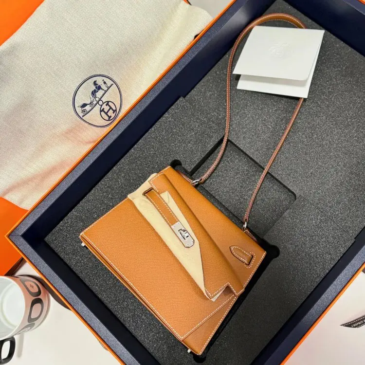 Replica Hermes Kelly en Desordre in Gold Brown Epsom Leather - Unboxing First Look