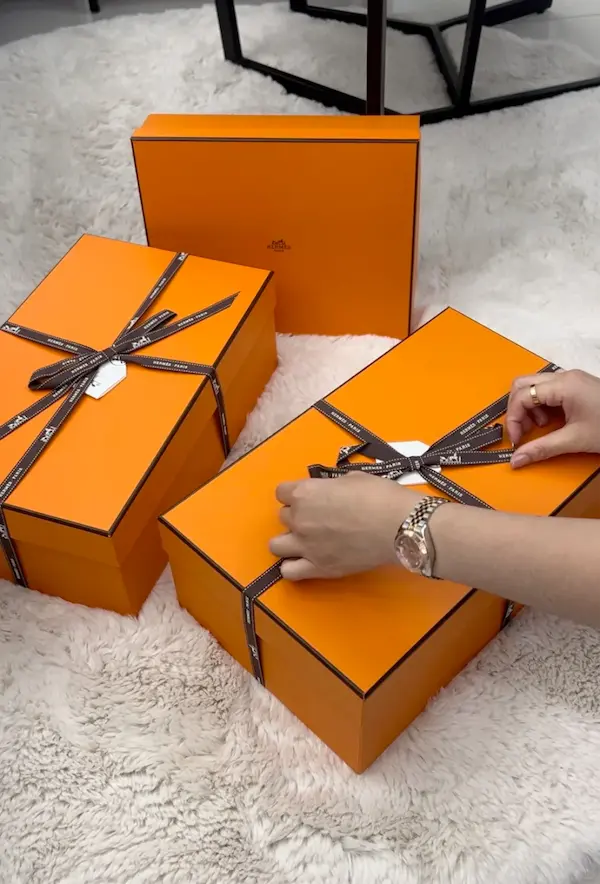 Hermes replica shoebox with branded tissue paper - collectsor's edition packaging