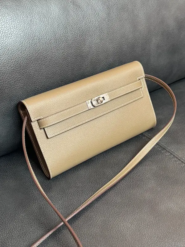 Unboxing replica Hermes Kelly To Go in Elephant Grey with protective wrapping