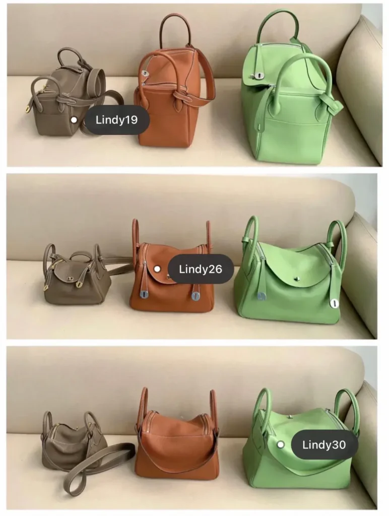 Replica Hermes Lindy size comparison: 19cm vs 26cm vs 30cm bags