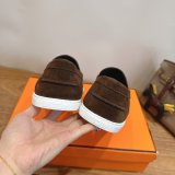 Hermes Job loafer women and Men suede shoes