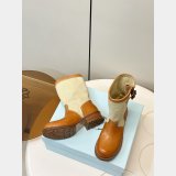 2026 Prada Leather and canvas boots