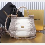 Dolce & Gabban Lizard-skin pattern Sicily handbag 20CM