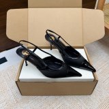 RENEE slingback pumps in satin crepe and patent leather