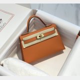 Top Hermes human handmade stichign Mini Kelly