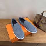 Hermes Job loafer women and Men suede shoes