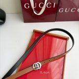 Replica Luxury Gucci Reversible thin belt 2.0CM