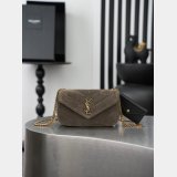 YSL LOULOU MATELASSE suede handbag in green