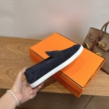Hermes Job loafer women and Men suede shoes