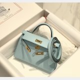 Top Hermes human handmade stichign Mini Kelly