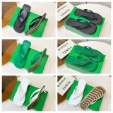 BOTTEGA VENETA Sampieri Thong logo-embossed leather-trimmed rubber sandals