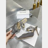 Manolo Blahnik LURUM Satin Crystal Embellished Mules