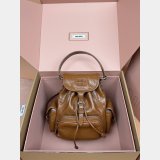 MIU MIU Crackle-finish cowhide Leather backpack Medium 5BZ043