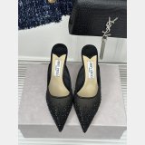JIMMY CHOO crystal-embellished mesh mules