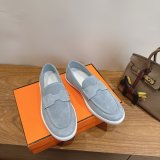 Hermes Job loafer women and Men suede shoes