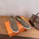 Hermes Job loafer women and Men suede shoes