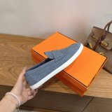 Hermes Job loafer women and Men suede shoes