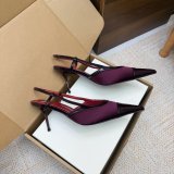 RENEE slingback pumps in satin crepe and patent leather