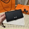 Hermes Black Clemence Leather Bearn Long Wallet PHW