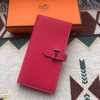 Hermes Rose Red Epsom Bearn Long Wallet