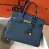 Hermes Replica Handbag Store 35CM Clemence Leather Blue Agate