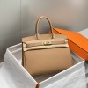 Hermes Replica Handbag Store 35CM Clemence Leather Chai GHW