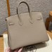 Hermes Replica Handbag Store 25CM Clemence Leather Gris Tourterlle