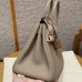 Hermes Replica Handbag Store 25CM Clemence Leather Gris Tourterlle