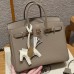 Hermes Replica Handbag Store 25CM Clemence Leather Gris Tourterlle
