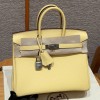 Hermes Replica Handbag Store 25CM Clemence Leather Jaume Poussin