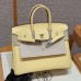 Hermes Replica Handbag Store 25CM Clemence Leather Jaume Poussin