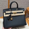 Hermes Replica Handbag Store 25CM Clemence Leather Black GHW