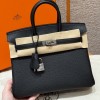Hermes Replica Handbag Store 25CM Clemence Leather Black PHW