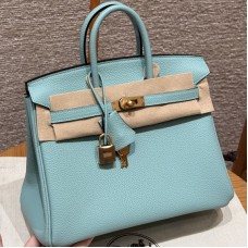 Best replica Hermes Blue Atoll Replica Handbag Store 25 with pristine gold hardware on the front clasp