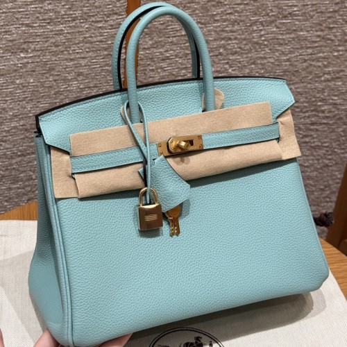 Best replica Hermes Blue Atoll Replica Handbag Store 25 with pristine gold hardware on the front clasp