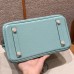 High-quality grained leather texture of the best replica Hermes Blue Atoll Replica Handbag Store 25 bag.