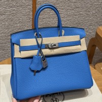 Best replica Hermes Blue Zalige Replica Handbag Store 25 with pristine silver hardware on the front clasp