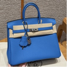 Best replica Hermes Blue Zalige Replica Handbag Store 25 with pristine silver hardware on the front clasp