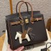 Hermes Replica Handbag Store 25CM Clemence Leather Chocolate / Gold