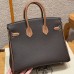 Hermes Replica Handbag Store 25CM Clemence Leather Chocolate / Gold