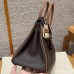 Hermes Replica Handbag Store 25CM Clemence Leather Chocolate / Gold