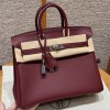 Hermes Replica Handbag Store 25CM Clemence Leather Rouge H PHW