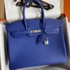 Hermes Replica Handbag Store 35CM Clemence Leather Blue Electric PHW