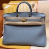 Hermes Replica Handbag Store 40cm Bag in Blue Lin Togo Leather GHW