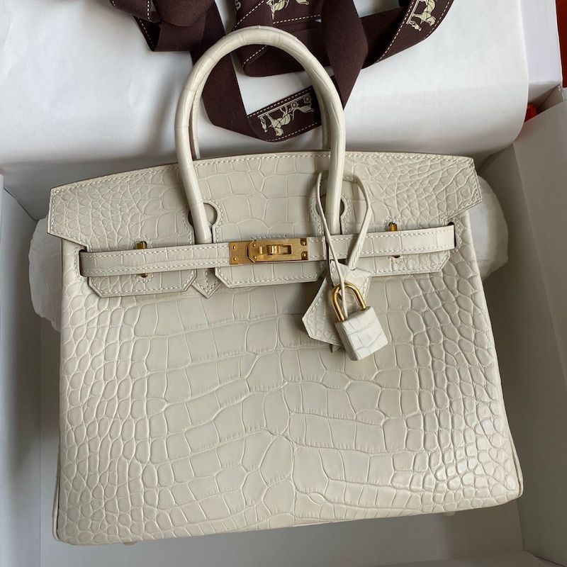 Beton Color Crocodile Replica Handbag Store 25 Replica - Hermes Style Replica Hermes Beton (Off-White) Crocodile Replica Handbag Store 25 Bag - Classic Luxury