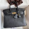 Hermes Replica Handbag Store 25 Handmade Bag In Black Crocodile Niloticus Matte Skin